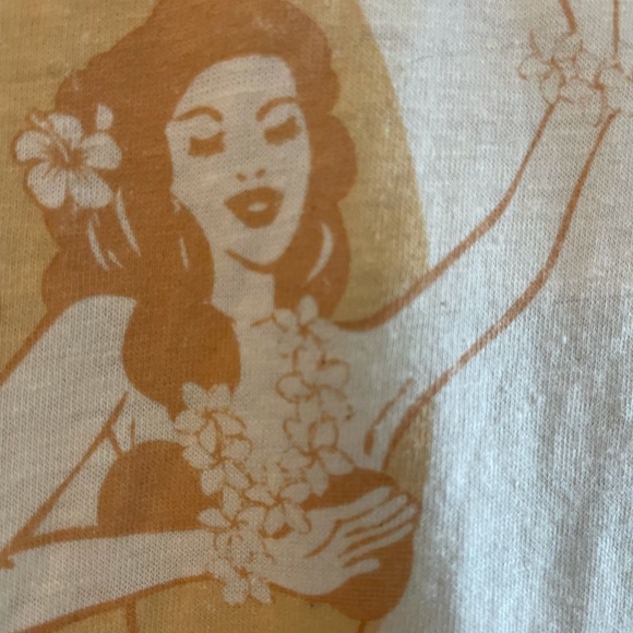 Rip Curl Vintage Look Hula Pink & Cream Ringer Tee - Picture 4 of 4